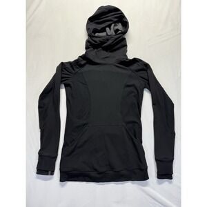 Lululemon Scuba Hoodie Ponytail hood Womens 4/6 black funnel neck Pullover